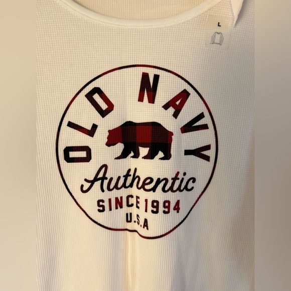 2/$25 Old Navy Womens Thermal White Long Sleeves Waffle Authentic Winter Plaid - Picture 3 of 7